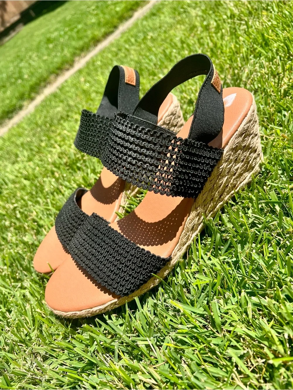Tommy Bahama Espadrilles Black Mesh Wedges Beachy Coastal 9 Preppy Boho